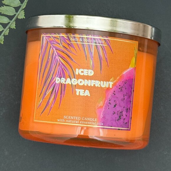 BBW Iced Dragonfruit Tea Bath & Body Works 3 Wick Candle - Picture 5 of 10